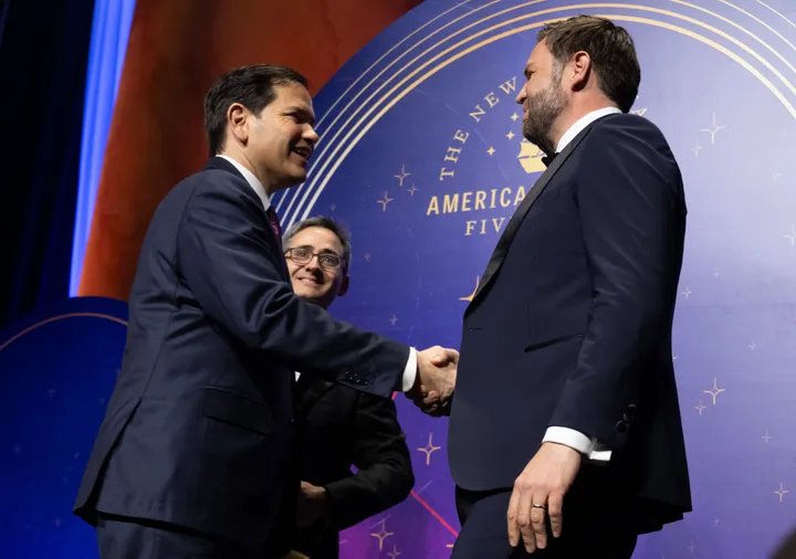 Marco Rubio and JD Vance, posing for a photo.