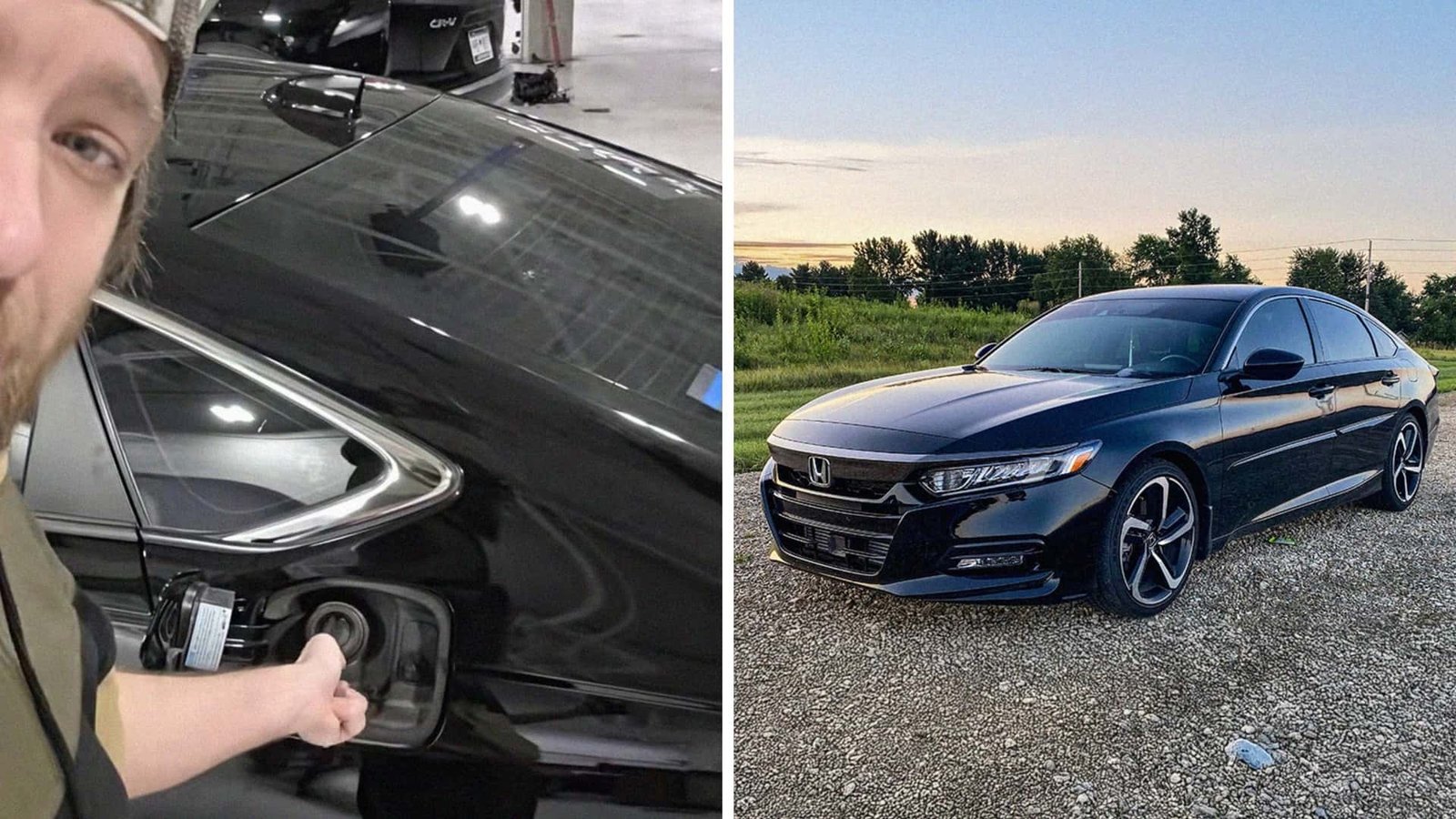A mechanic inspecting a Honda Civic engine.