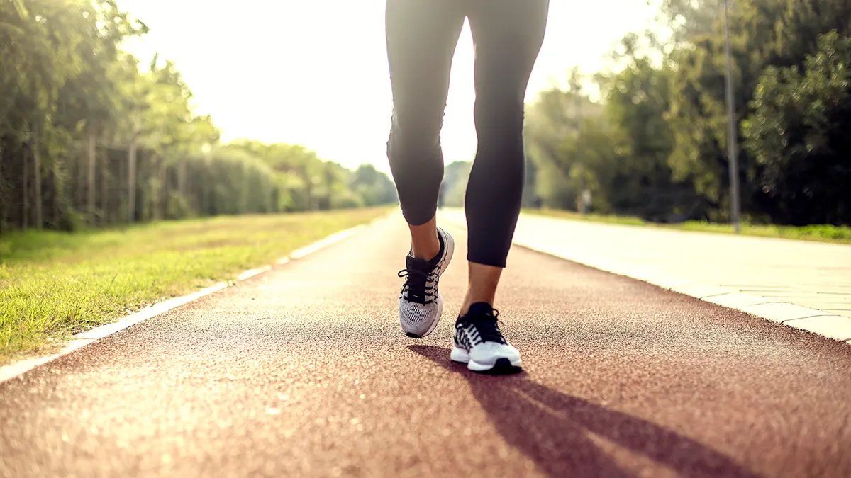 Person demonstrating proper walking posture