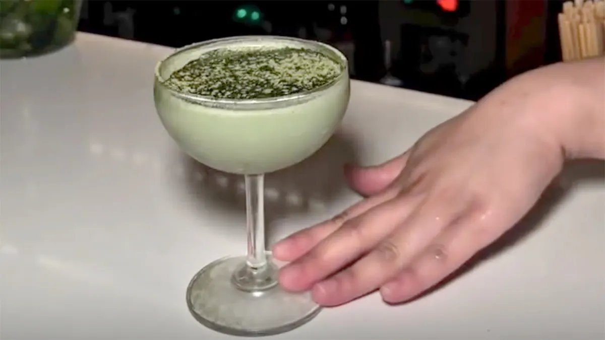Two matcha cocktails side by side, one healthy, one not