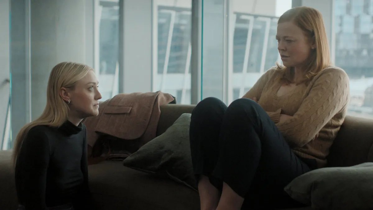 Sarah Snook on set of All Her Fault