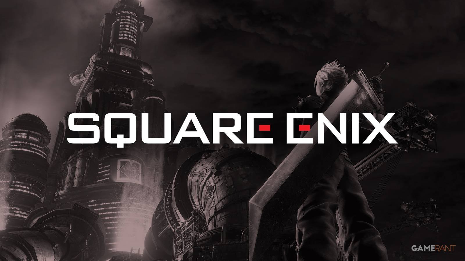 Square Enix logo displayed on a building, symbolizing the company's global presence.