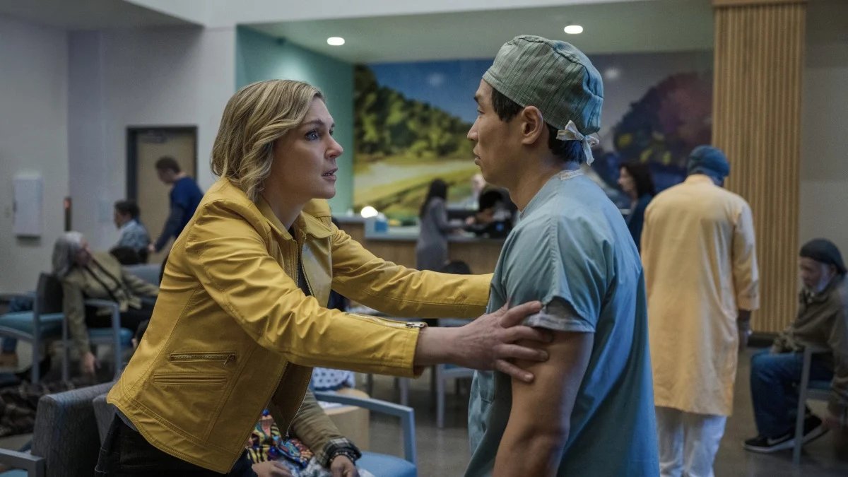 A depiction of the Pluribus Happiness Virus's extraterrestrial origin, with a subtle glow around a mysterious signal reaching Earth.