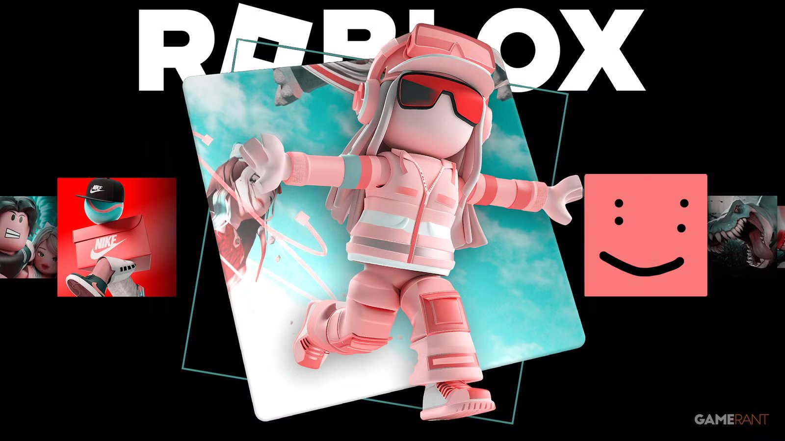 A somber-looking YouTuber in front of a blurred screen displaying Roblox, symbolizing the ban for exposing predators.