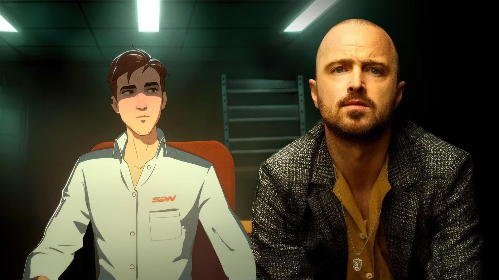 Aaron Paul discussing his role in Dispatch Season 2 at a press event