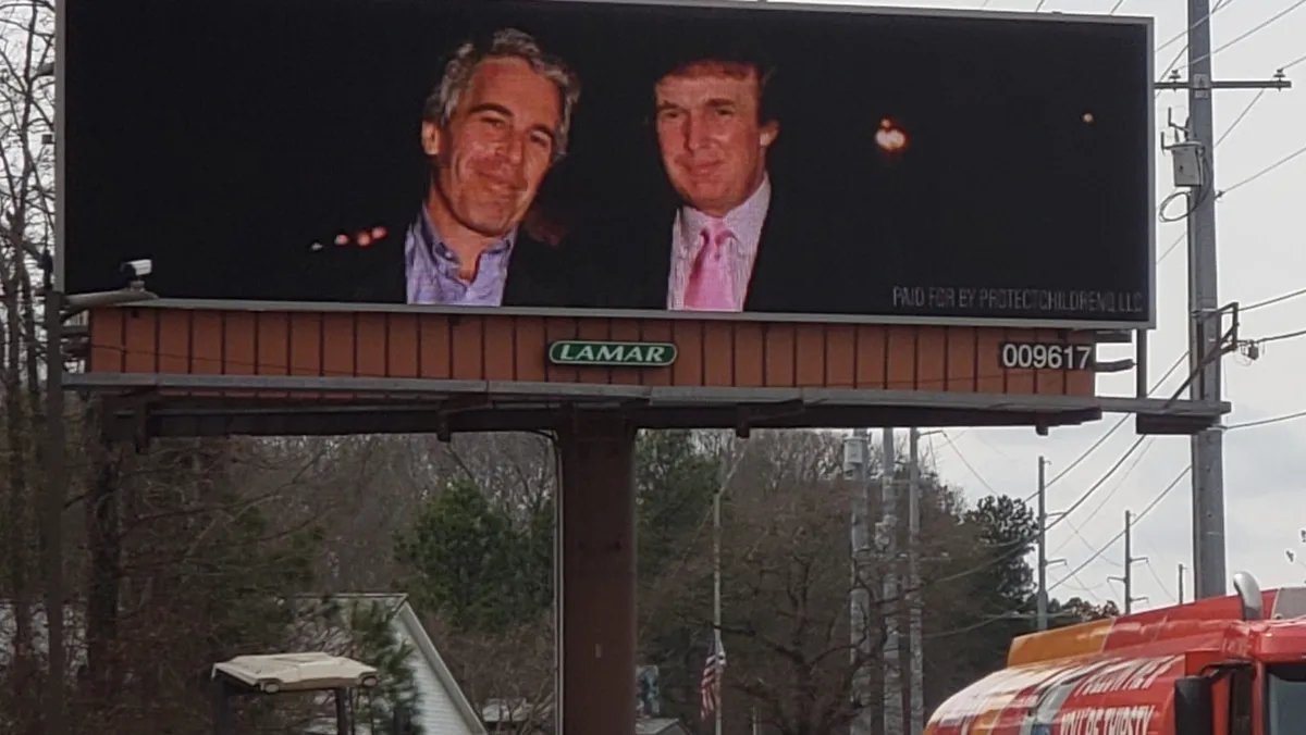 Political cartoon depicting the controversy surrounding the Epstein email.