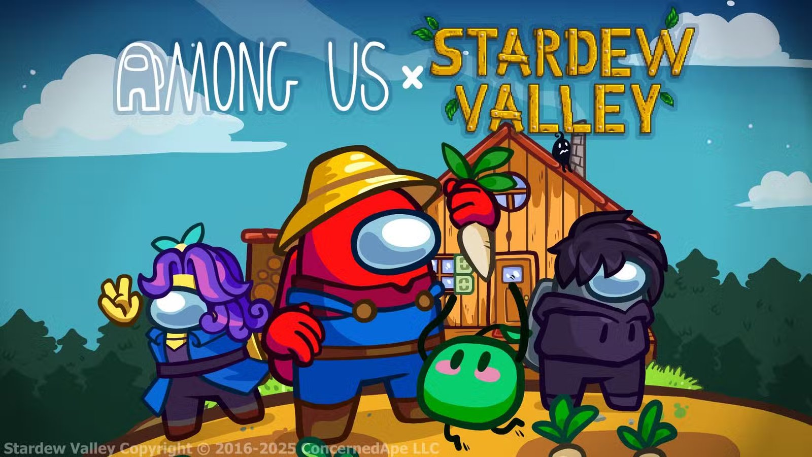 A side-by-side comparison of Stardew Valley and Among Us character styles.