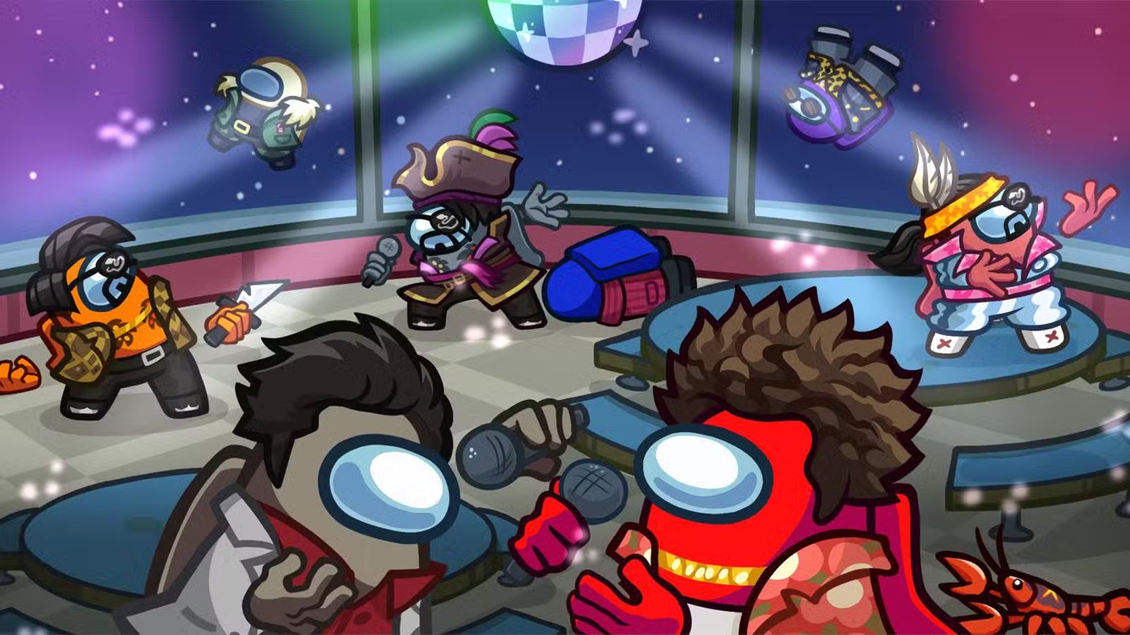 An Among Us crewmate wearing a Stardew Valley farmer's hat.