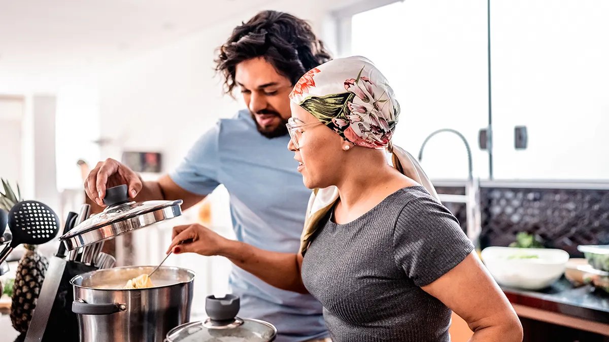 Microscopic view of cancer cells undergoing metabolic stress due to nutrient deprivation.