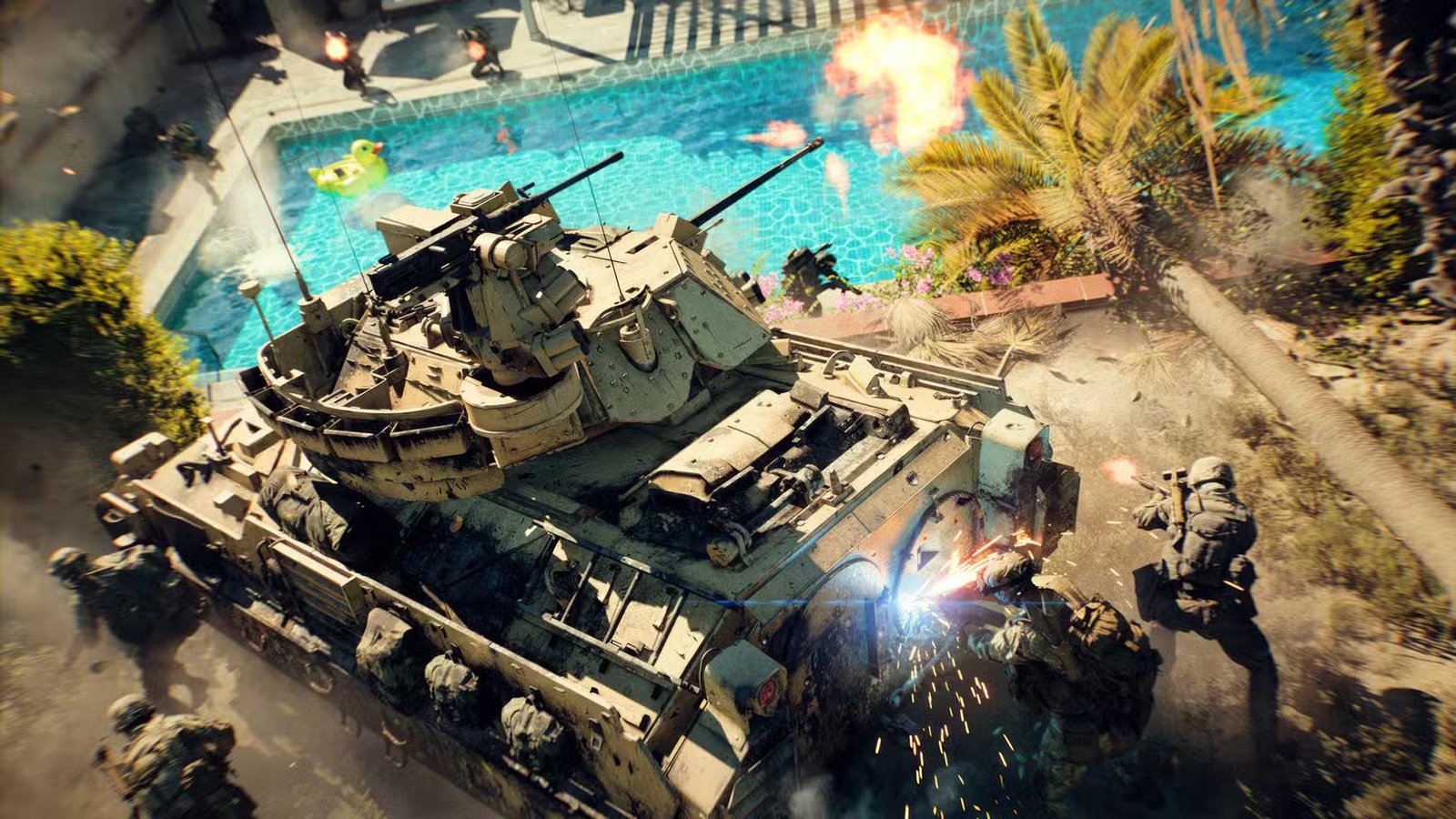 An intense firefight in Battlefield 6.