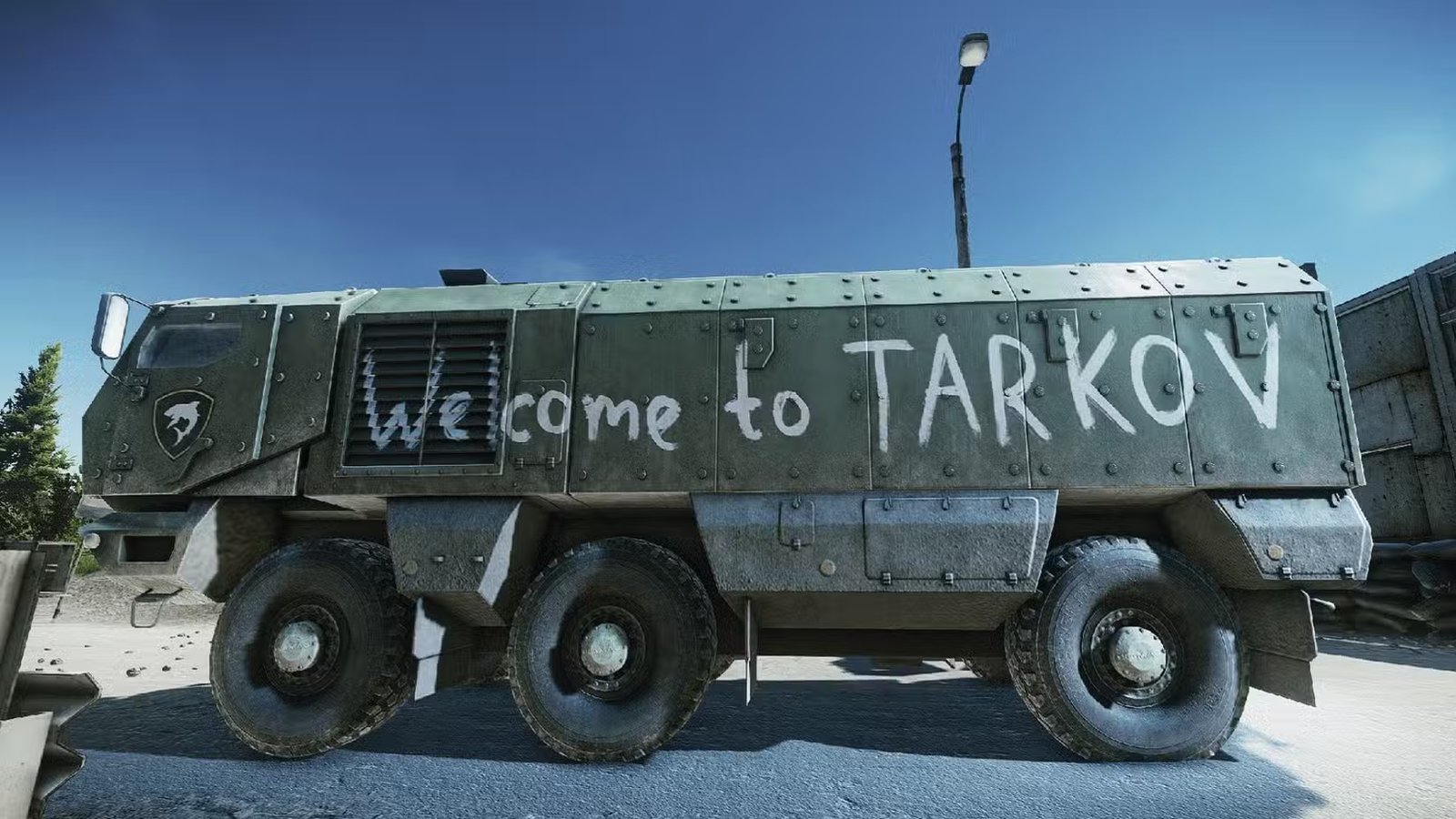 Concept art showing a desolate, urban coastal area, possibly a new map in Escape From Tarkov, with ships and industrial structures.