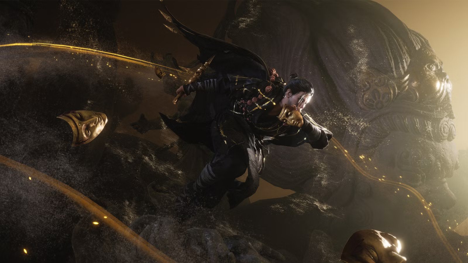 An action-packed combat scene from Where Winds Meet, showcasing fluid martial arts and particle effects, highlighting the game's dynamic combat system.