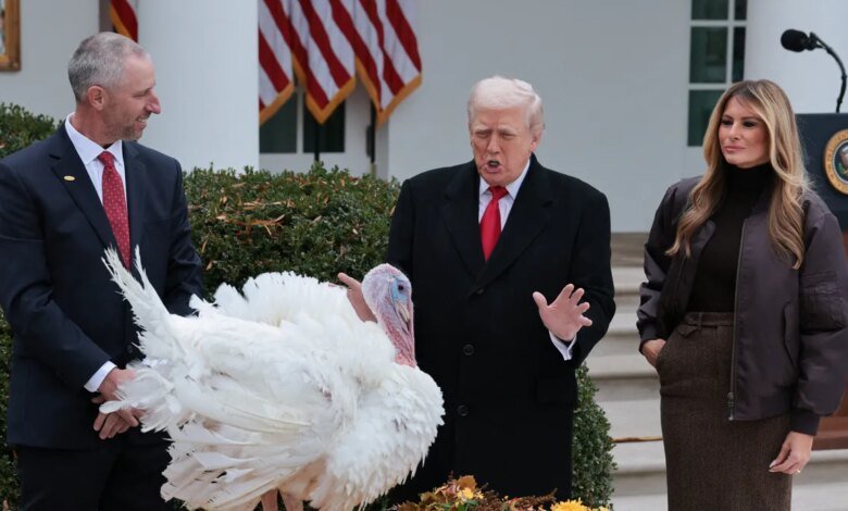 President Trump pardons turkeys Gobble and Waddle for Thanksgiving