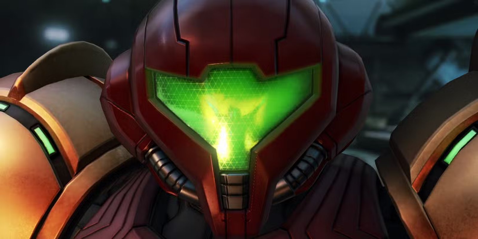 A screenshot of Metroid Prime 4 gameplay, showcasing Samus Aran in her iconic power suit.