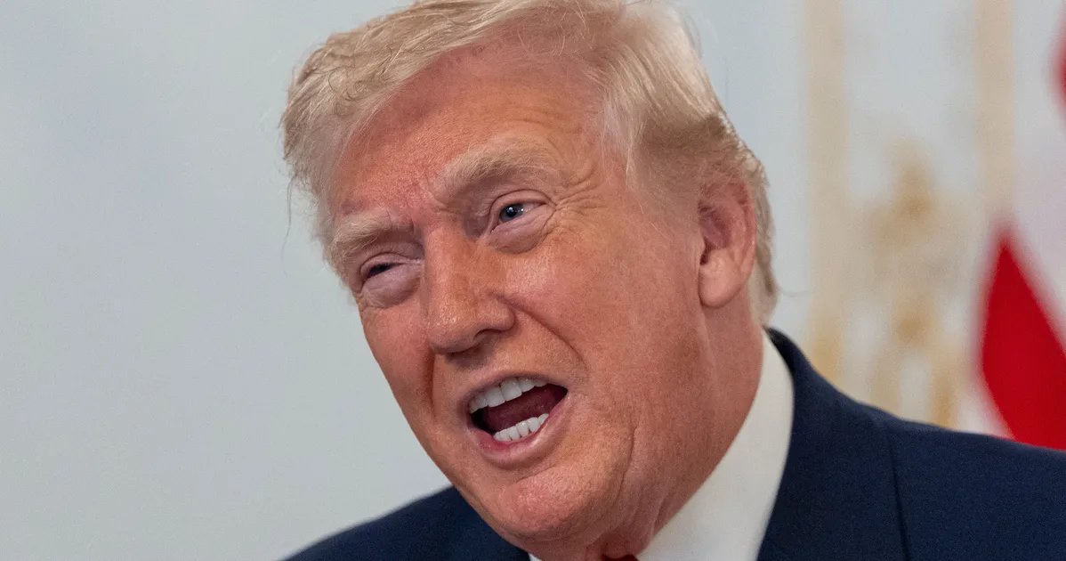 Donald Trump giving a speech, an animated crowd in the background, possibly at a golf course event.