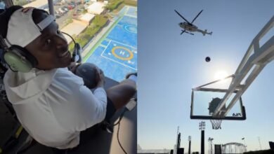 Basketball star Chris Matthews makes shot from over 100ft-high helicopter in Dubai; Viral video inside