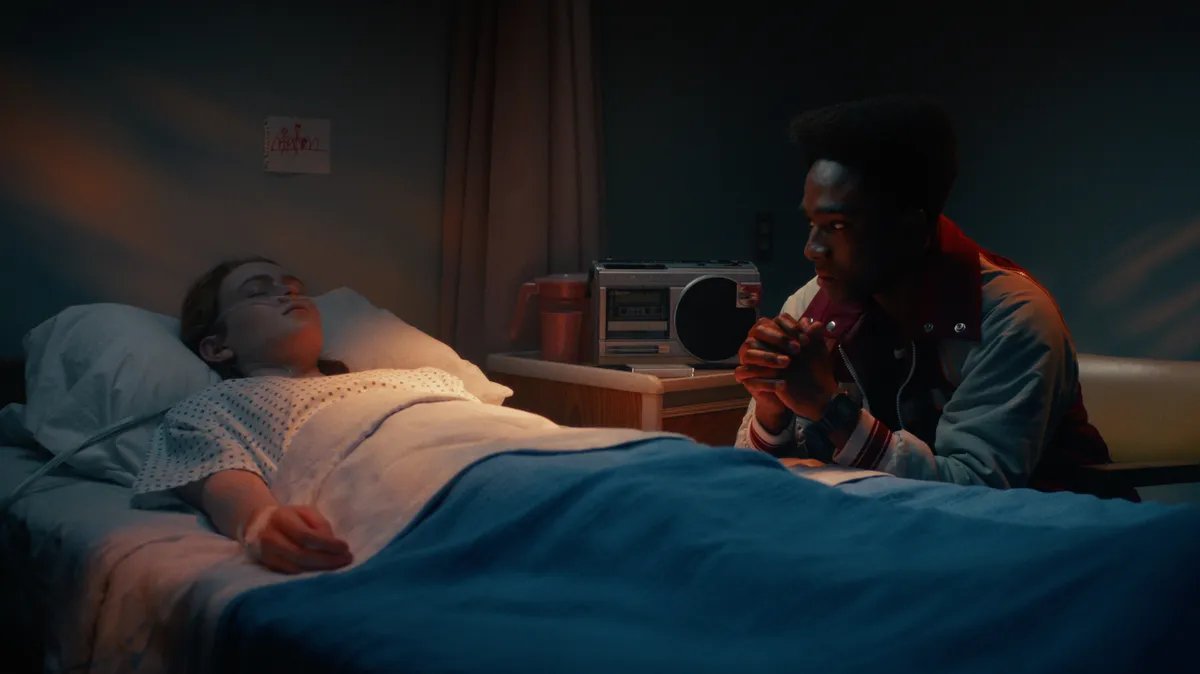 Max Mayfield lying in a hospital bed in Stranger Things, Season 4 finale.