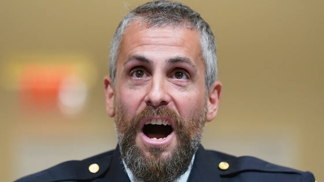 Michael Fanone testifying before Congress about the January 6th attack.