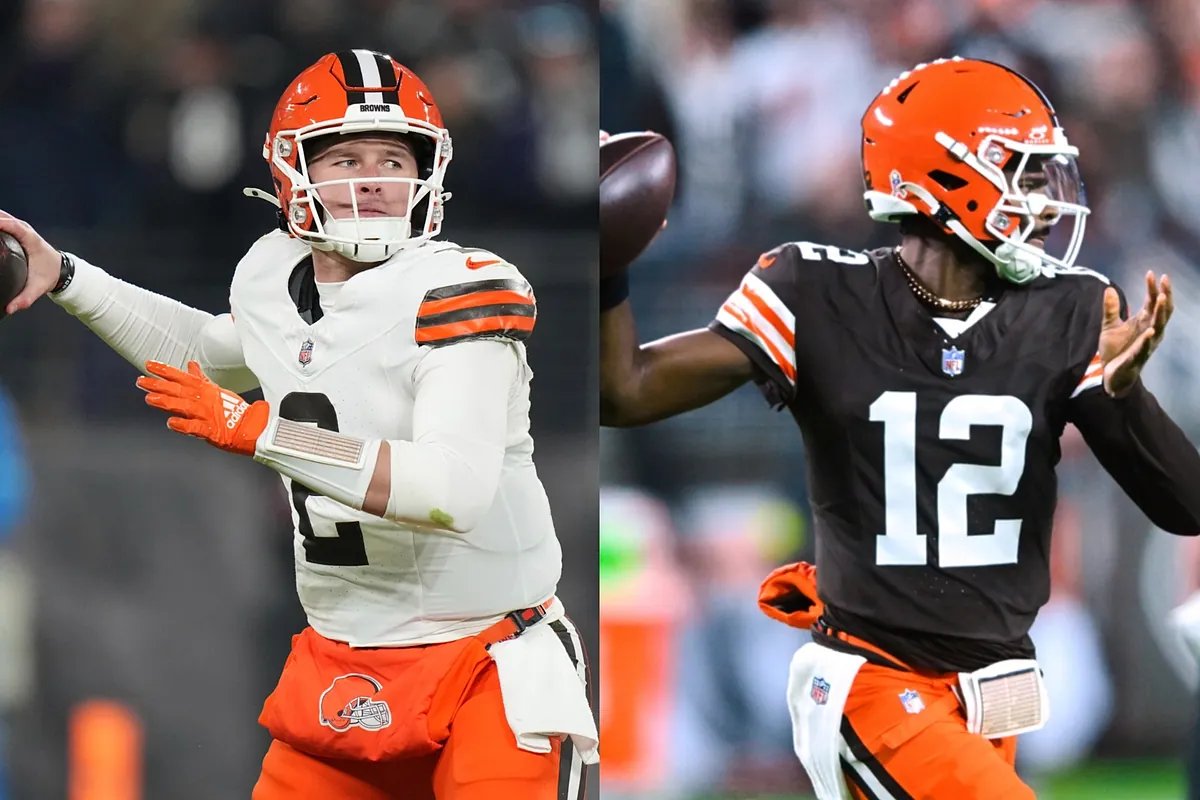 Bailey Zappe on the sidelines during a Browns game.