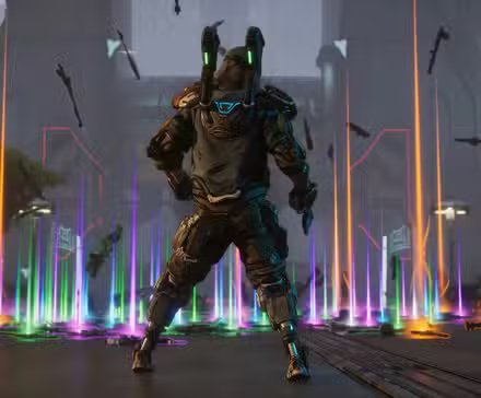 Close-up of a Borderlands 4 character, showcasing their gear and weaponry.