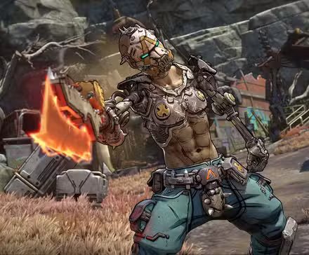 A colorful logo for Borderlands 4 with the tagline 'Loot, Shoot, Repeat' in a stylized font.