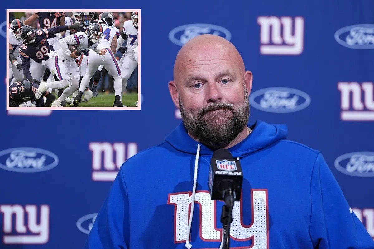 Brian Daboll addresses the media during a tense press conference, responding to accusations regarding Jaxson Dart's injury.