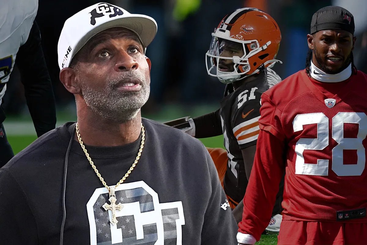 Deion Sanders on the sidelines, looking concerned during a Colorado Buffaloes game.