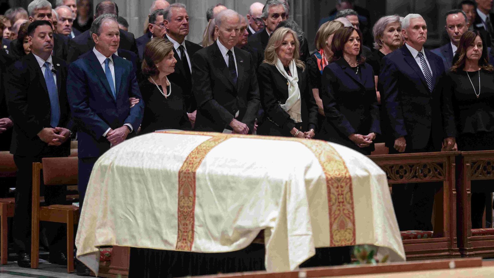 Pallbearers carrying Dick Cheney's casket during the funeral service.