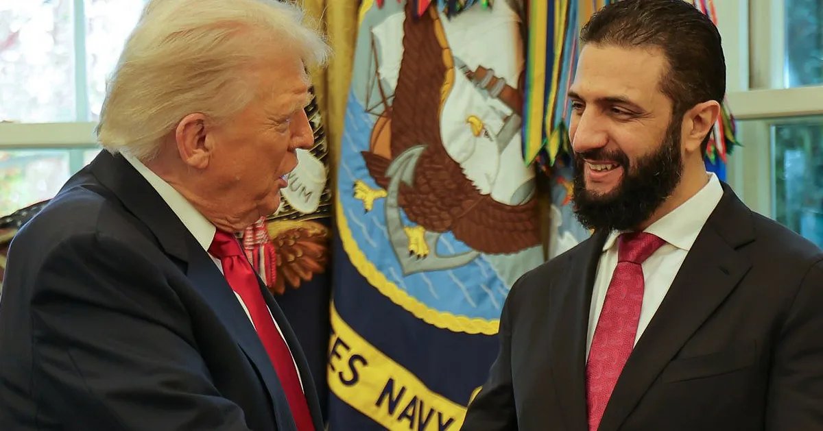 A somber meeting room with two leaders, one visibly reacting to an unseen strong scent.