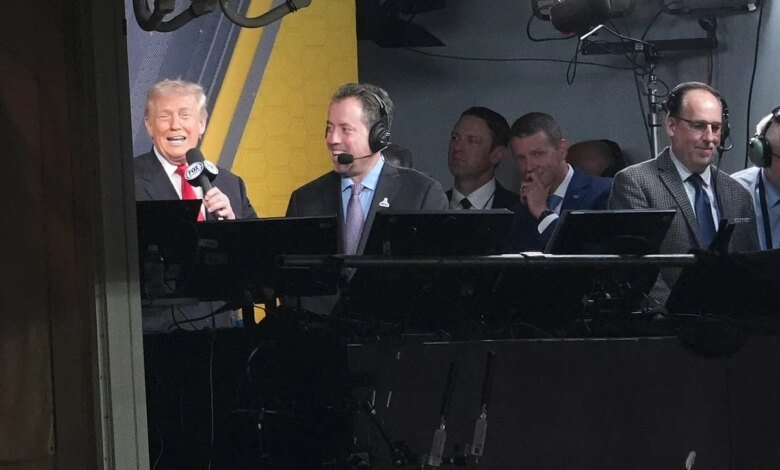 Donald Trump's historic appearance in the NFL hinted at his unfulfilled dream as sports broadcaster and created tension on the field