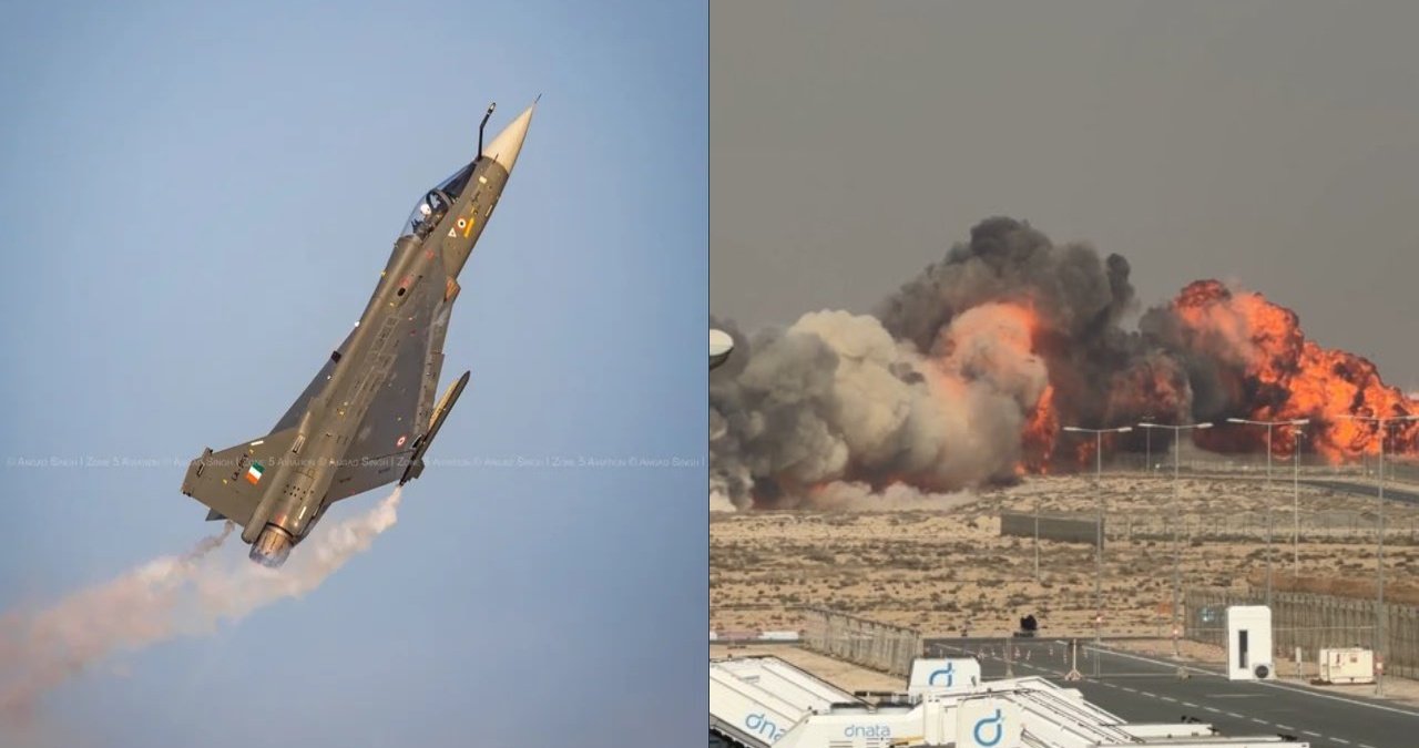 Wreckage of IAF Tejas fighter plane at Dubai Airshow 2025