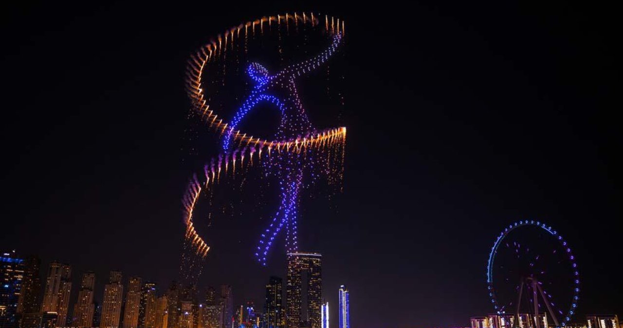 Drones light up the Dubai Sky.