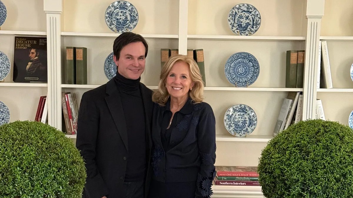 The elegant interior of the White House East Wing, often associated with the First Lady's office and ceremonial events.