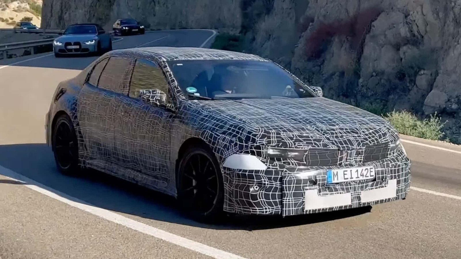 Electric BMW M3 prototype testing in the Alps