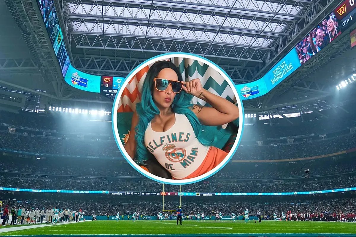 El Tiburón Blanco celebrating in Madrid with his custom Dolphins jersey.