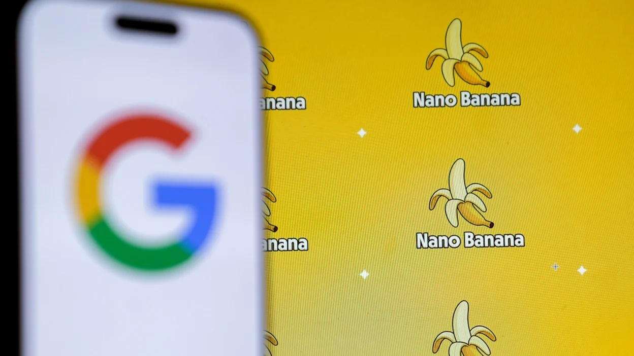 A person holding the Nano Banana Pro device, showcasing its sleek design and user interface.