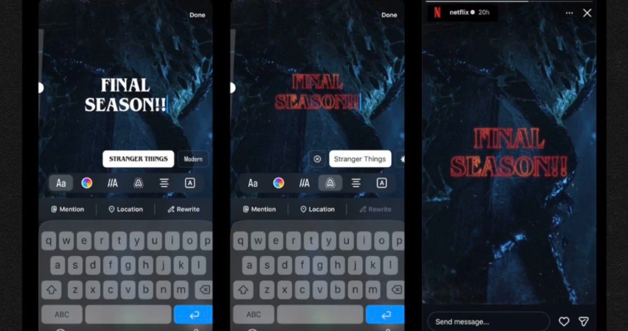 Instagram's new Stranger Things font displayed on a phone screen.
