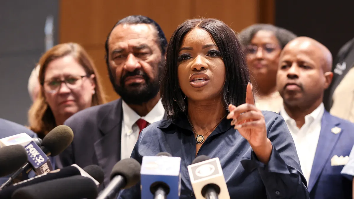 Representatives Jasmine Crockett and Marjorie Taylor Greene in a composite image, symbolizing their unexpected partnership.