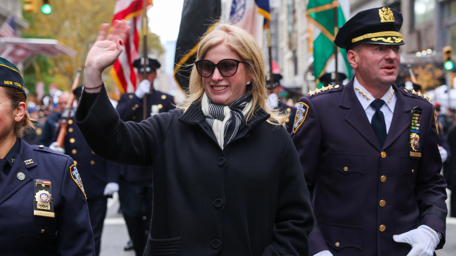 A close-up of Jessica Tisch during a press conference.