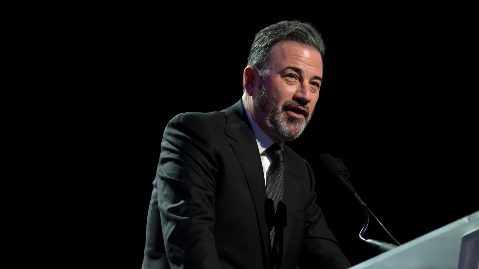 A wide shot of the Jimmy Kimmel Live! set with the audience visible, showcasing the show's dynamic environment.