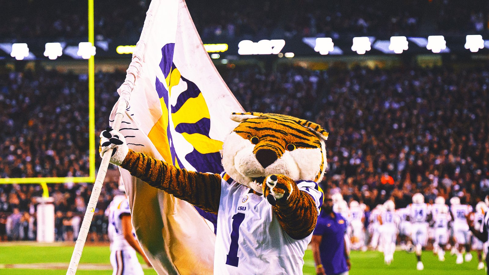 A high-angle photo of a packed LSU athletic stadium during a major sporting event, illustrating the enthusiastic fan base and high expectations.