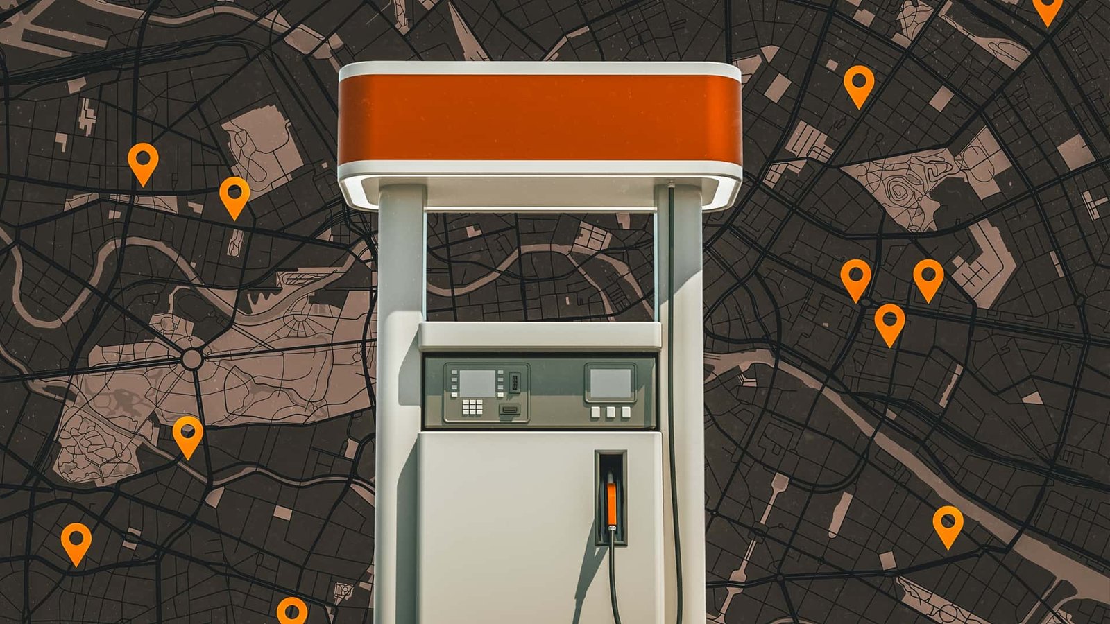 A map of the United States highlighting states with potentially low gas prices in green.