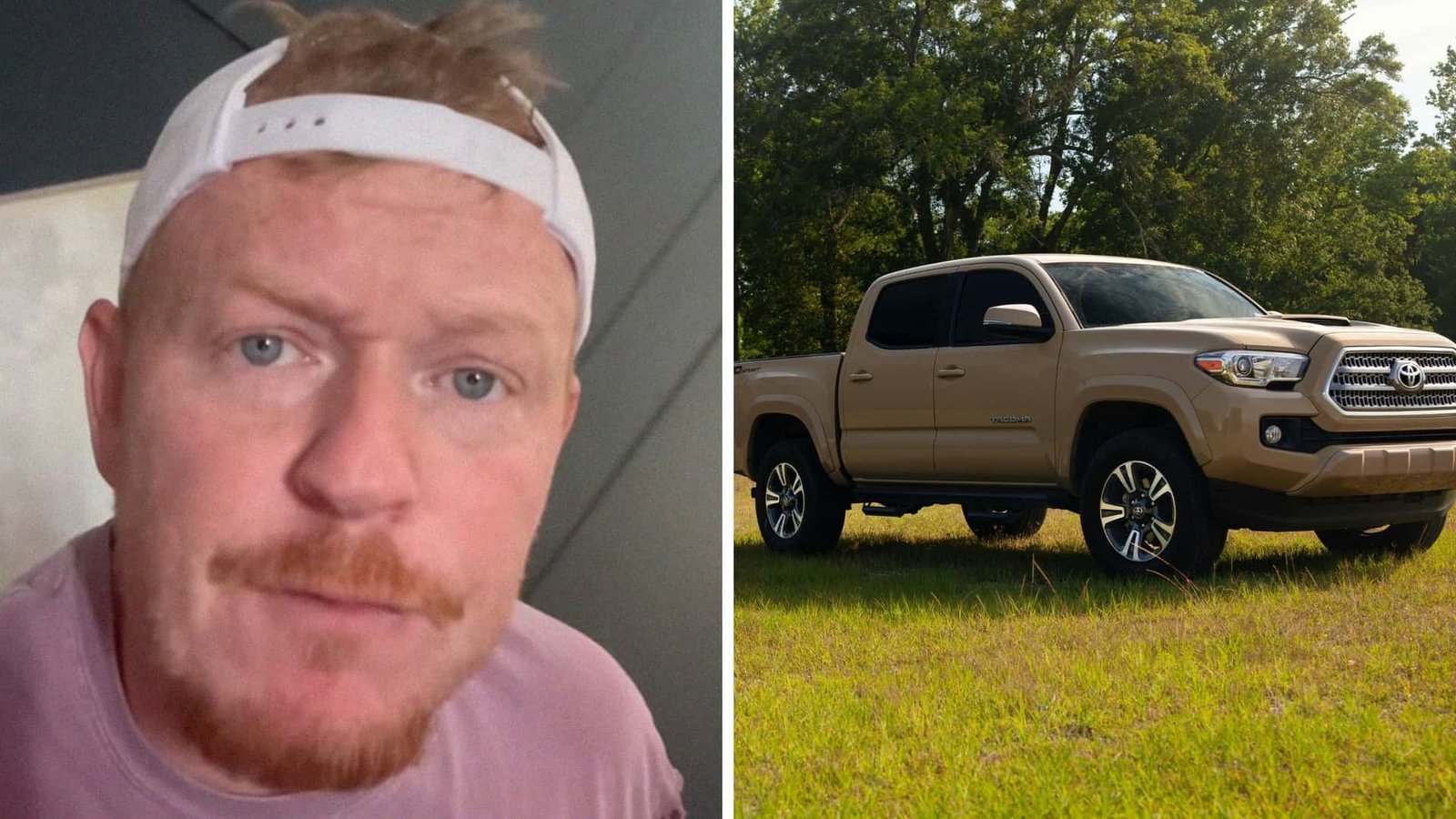 A man holding a key fob close to the start button of a modern car.