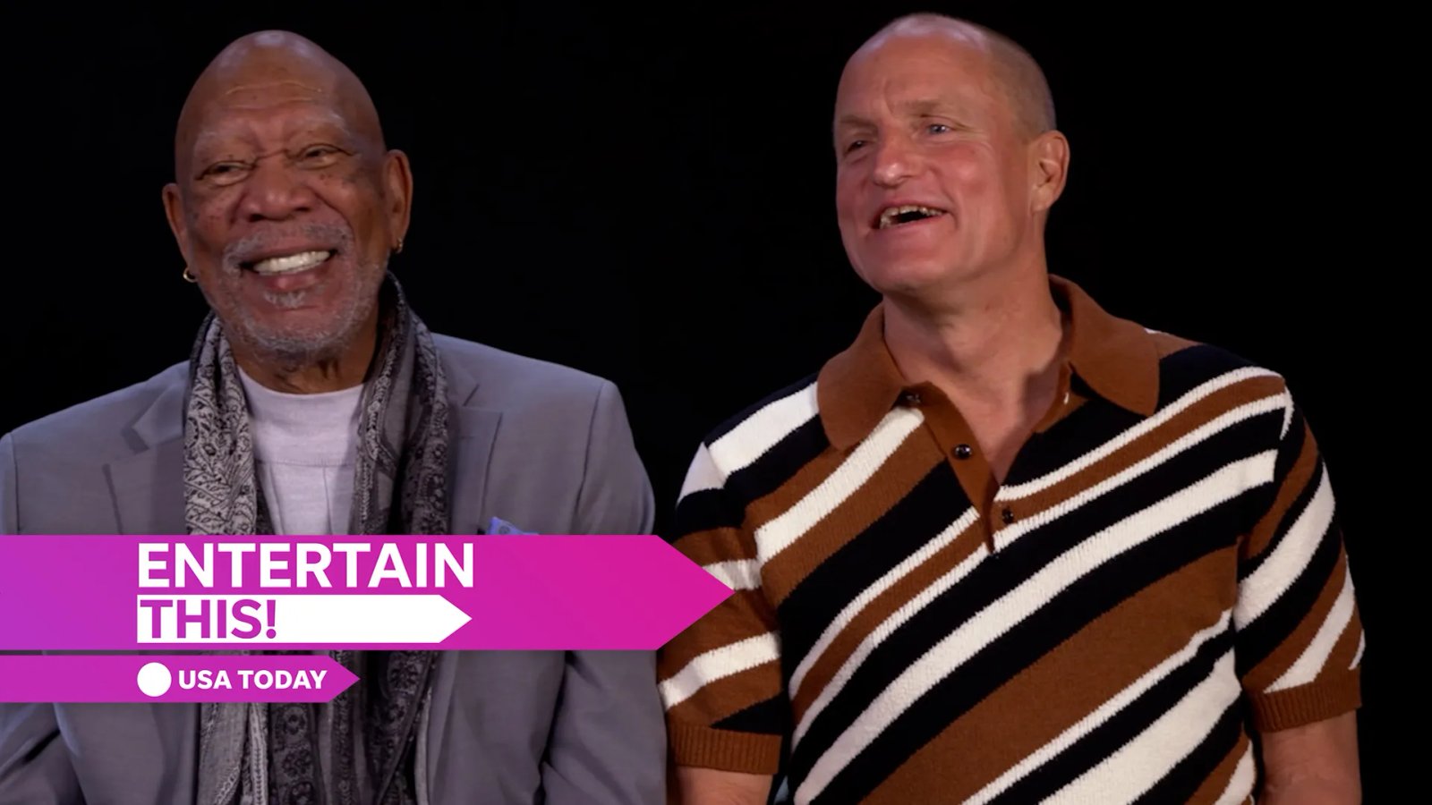 Morgan Freeman smiling warmly during an interview