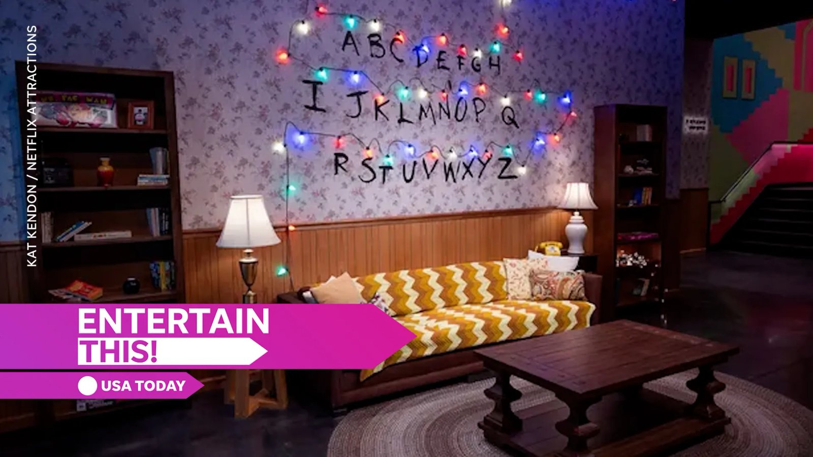 A brightly lit, bustling interior of Netflix House, showcasing a Bridgerton-themed section with elegant decorations, visitors in period-inspired attire, and interactive elements.