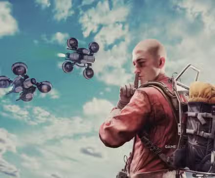 A screenshot from ARC Raiders showing intense cooperative gameplay against robotic enemies.