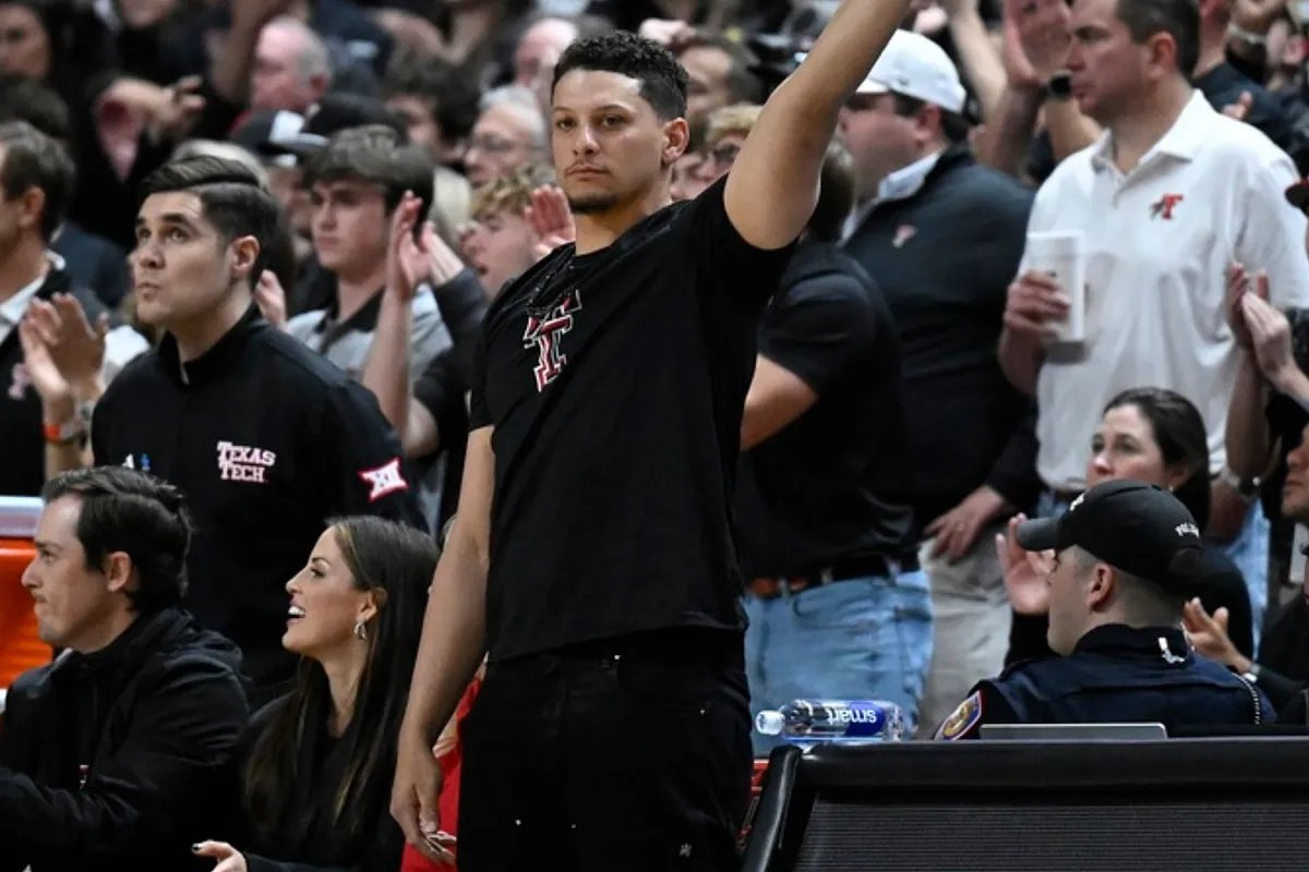 Patrick Mahomes at a Texas Tech game, showing his support.