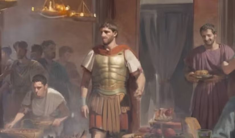 Close-up of an AI-generated Roman citizen, highlighting the debate about accurate representation of ethnicity and social class.