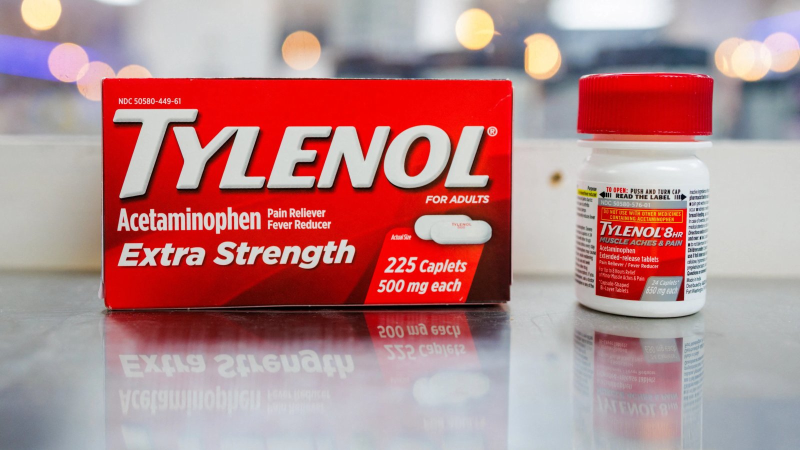 Close-up of Tylenol pills