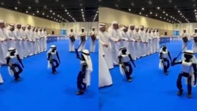 Robots wearing Emirati headgear bring the traditional Ayyala dance to life in Abu Dhabi — Watch